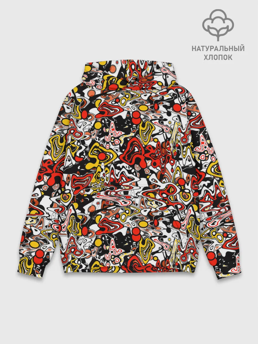 Худи мужской база хлопок / Абстрактный разноцветный узор