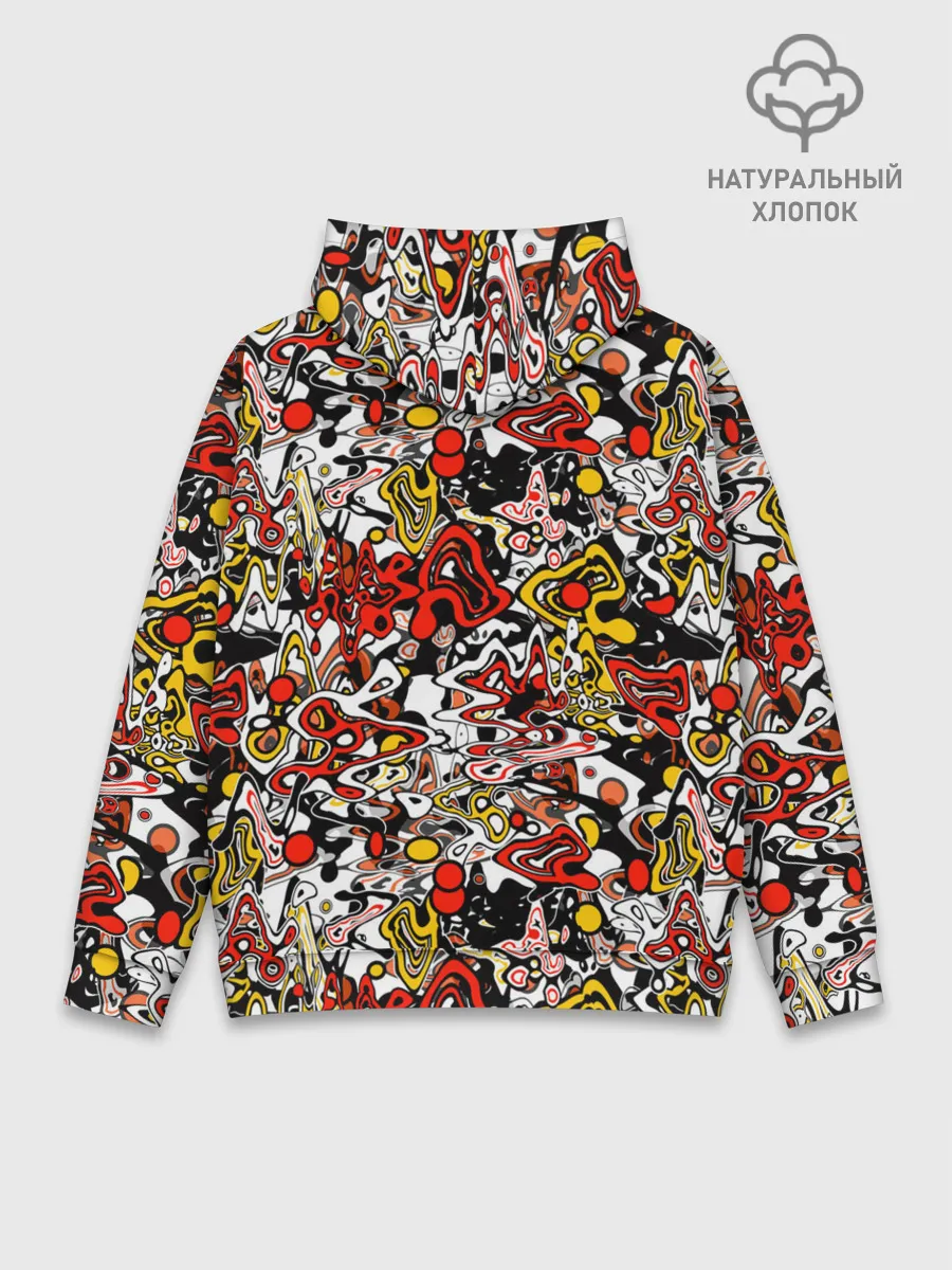 Худи мужской база хлопок / Абстрактный разноцветный узор