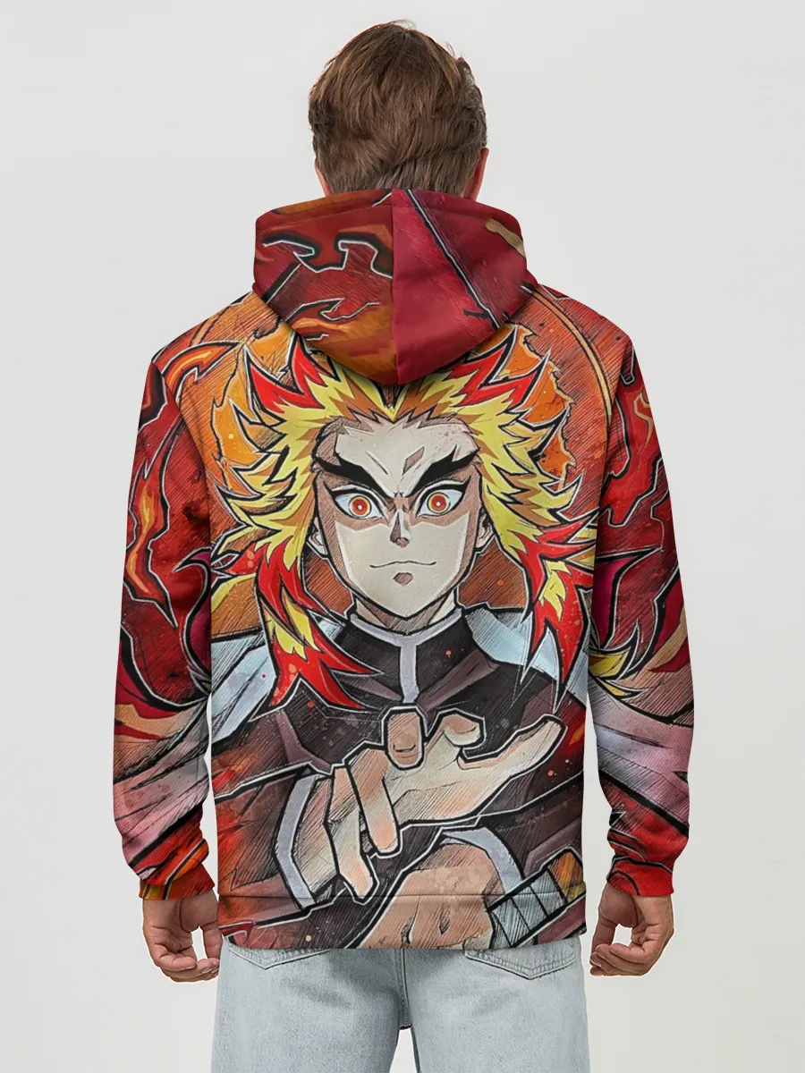 Худи мужской база хлопок / Ренгоку Клинок демонов