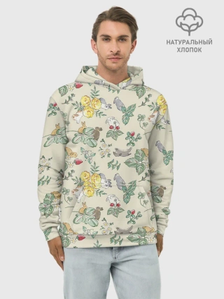 Худи мужской база хлопок / Зайчики с Цветочками