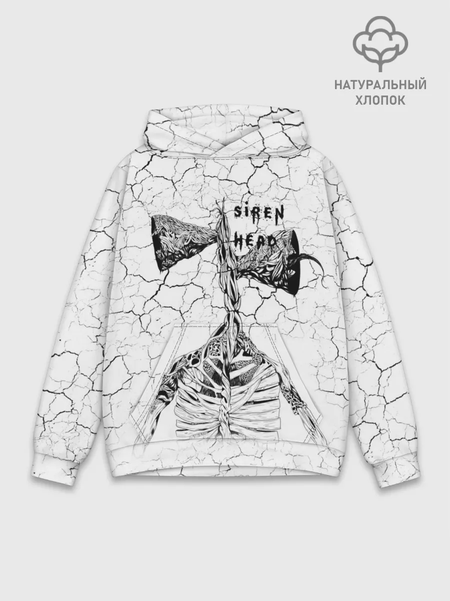 Худи мужской база хлопок / Сиреноголовый Трещины Надпись