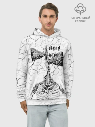 Худи мужской база хлопок / Сиреноголовый Трещины Надпись