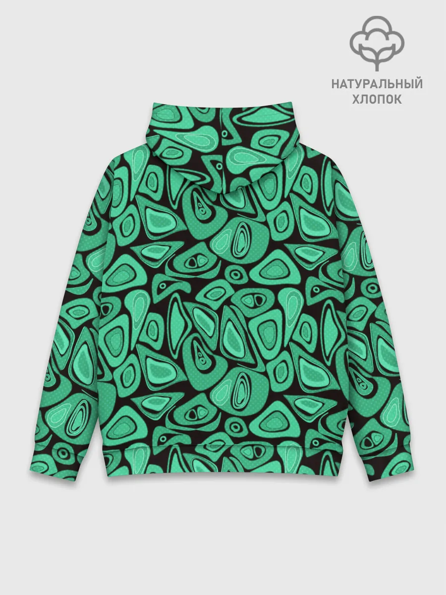 Худи мужской база хлопок / Зеленый абстрактный узор