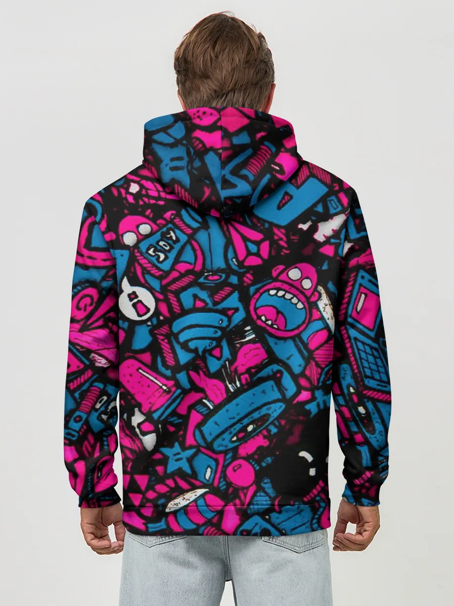 Худи мужской база хлопок / Мультяшные кислотные картинки