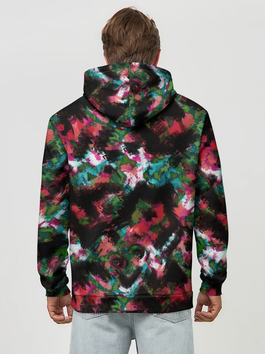 Худи мужской база хлопок / Гранжевый абстрактный узор