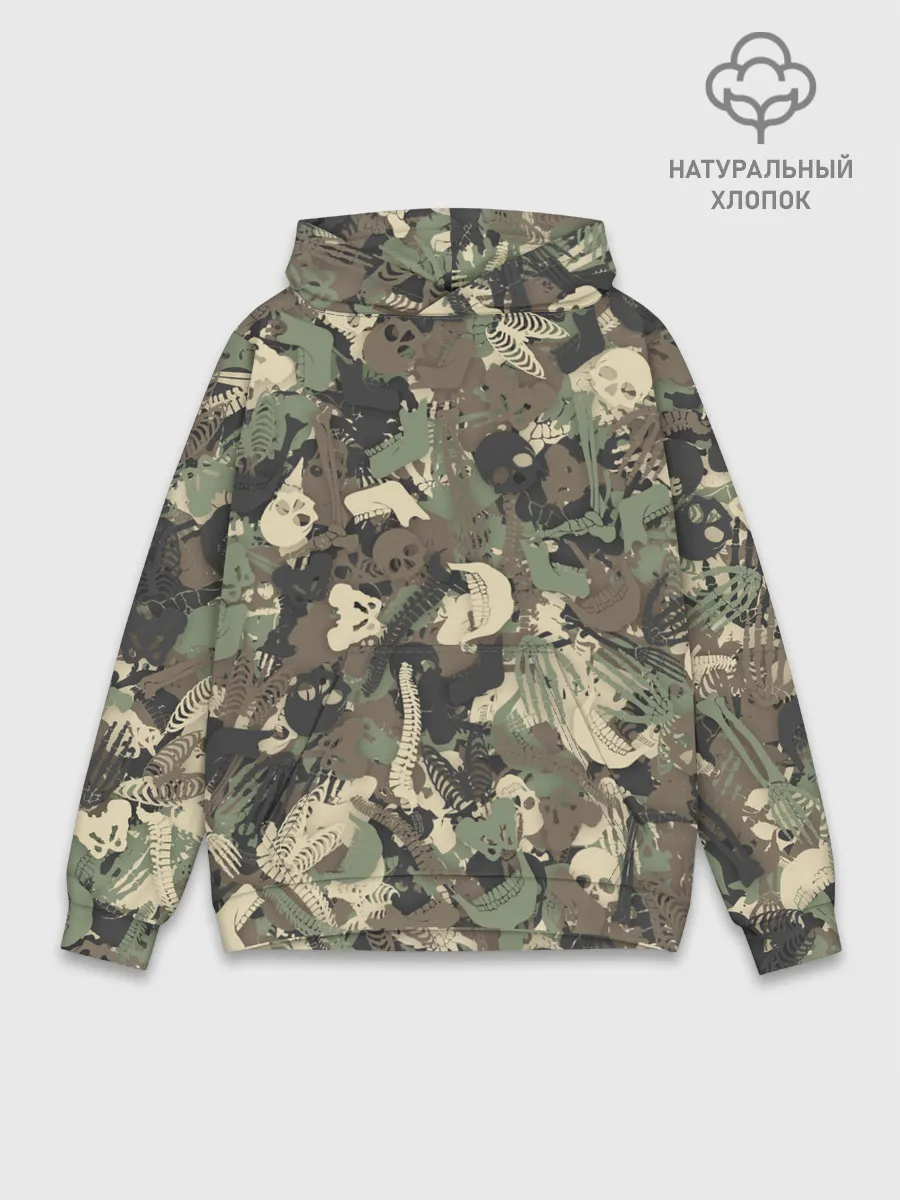 Худи мужской база хлопок / Камуфляж с костями