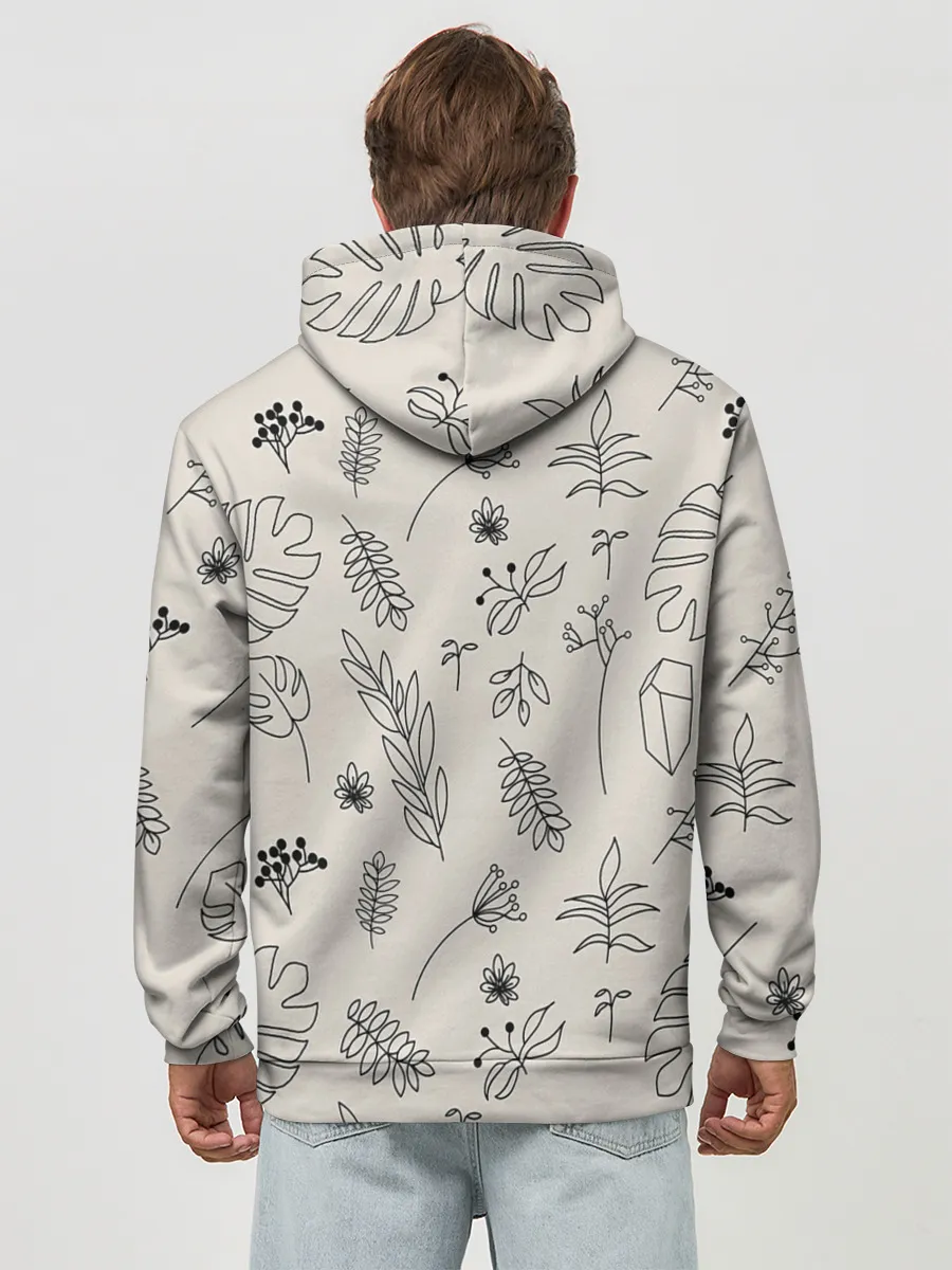 Худи мужской база хлопок / Цветы и листья