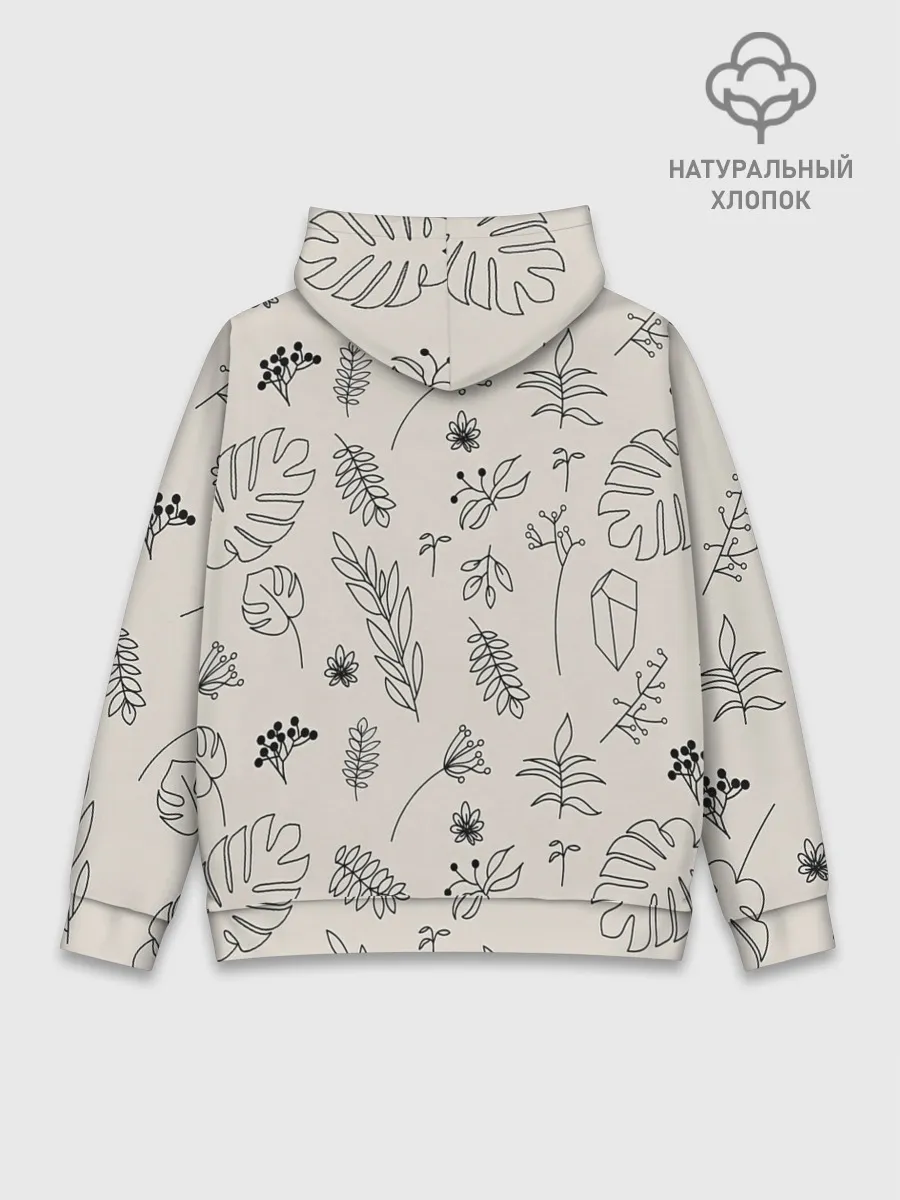 Худи мужской база хлопок / Цветы и листья