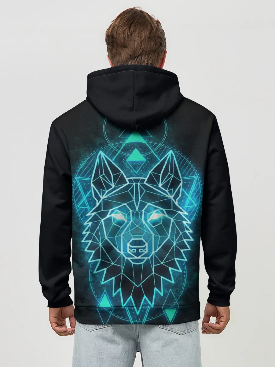 Худи мужской база хлопок / НЕОНОВЫЙ ВОЛК