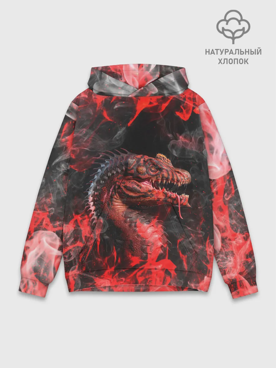 Худи мужской база хлопок / Опасный Динозавр | Red Dino