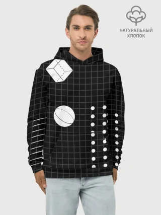Худи мужской база хлопок / Черно-белые фигуры 3D