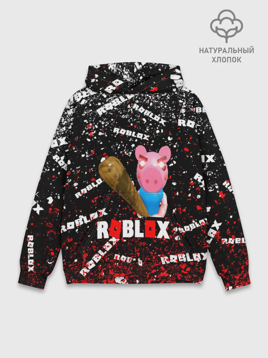 Худи мужской база хлопок / Roblox piggy/Свинка Пигги.