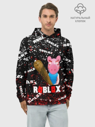 Худи мужской база хлопок / Roblox piggy/Свинка Пигги.