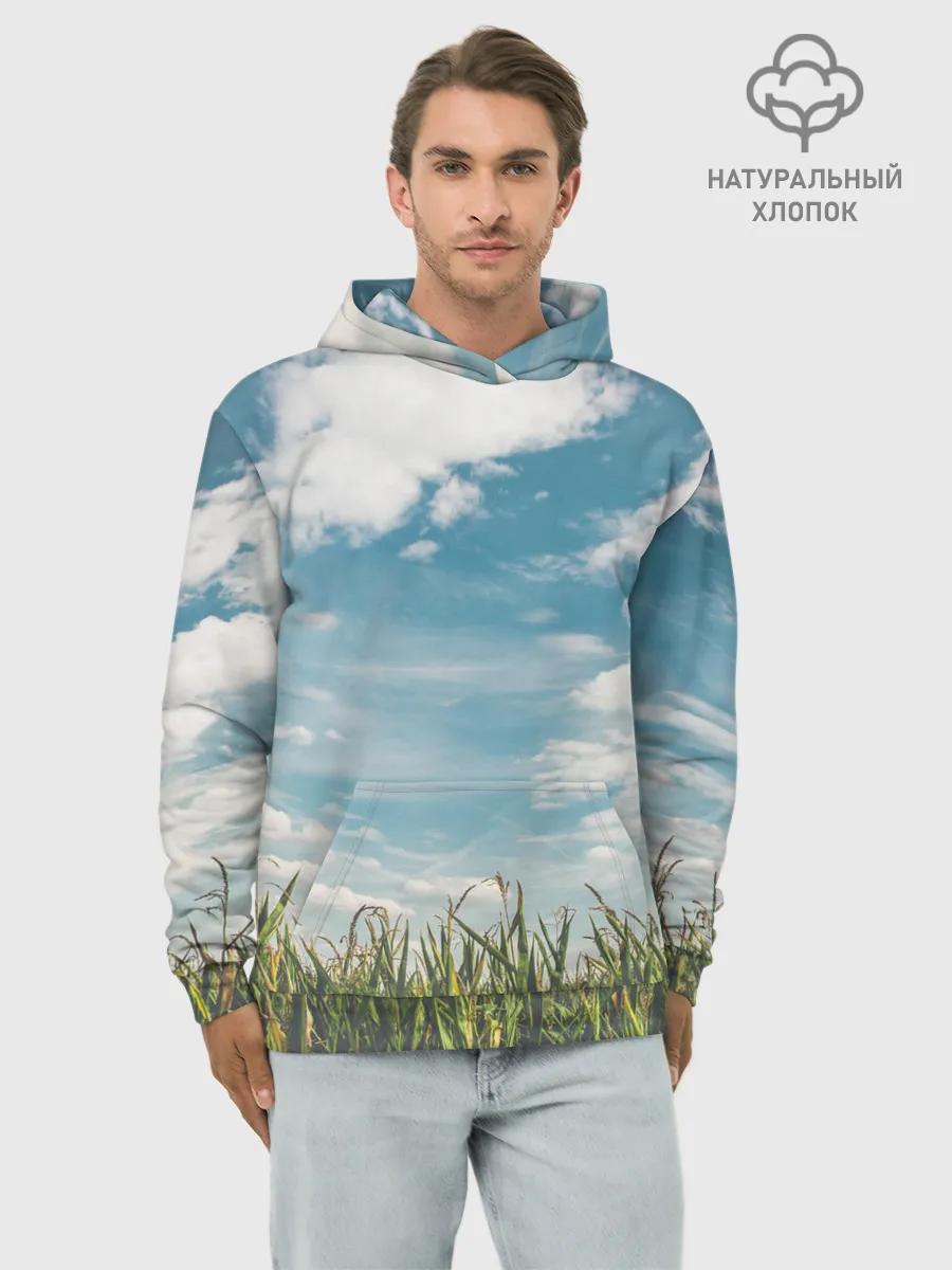 Худи мужской база хлопок / Небушко и полюшко