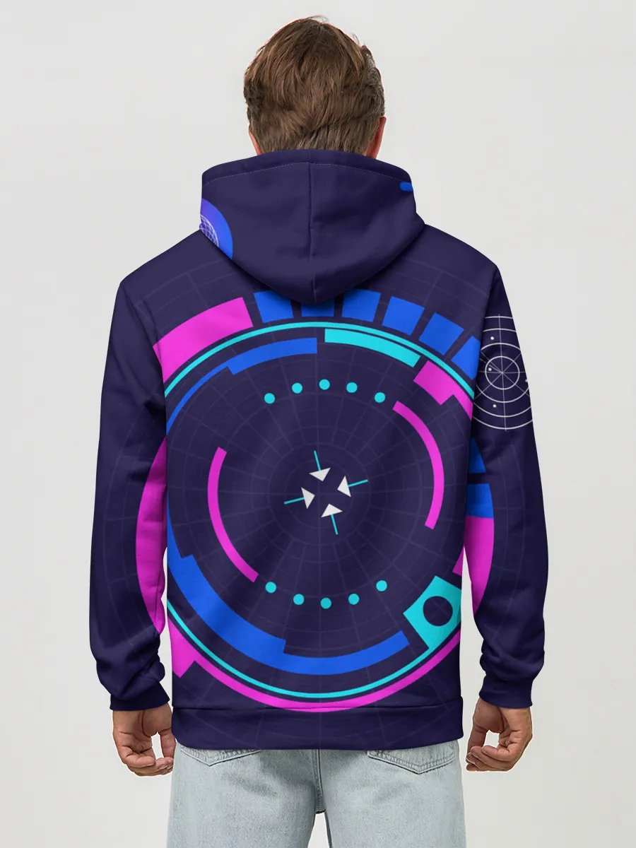 Худи мужской база хлопок / Розовый Синий Киберпанк