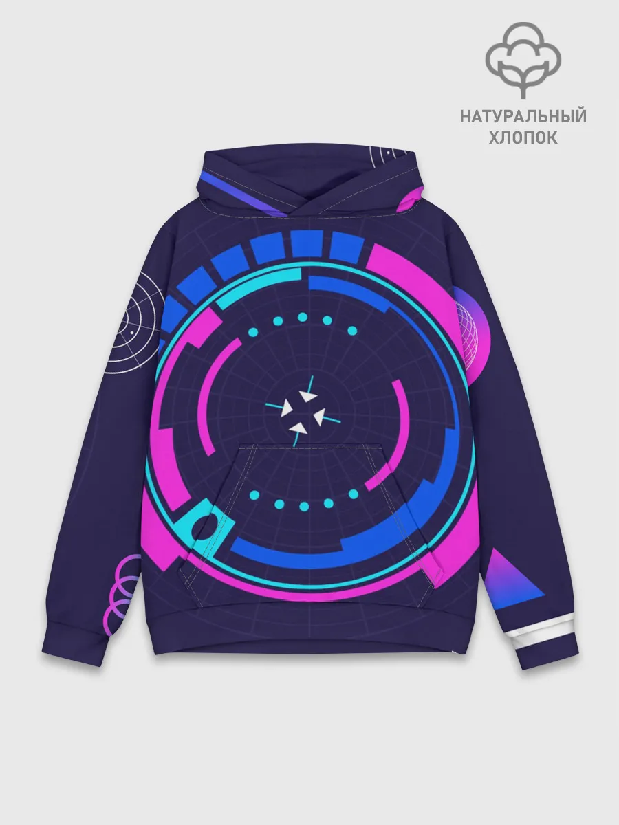 Худи мужской база хлопок / Розовый Синий Киберпанк