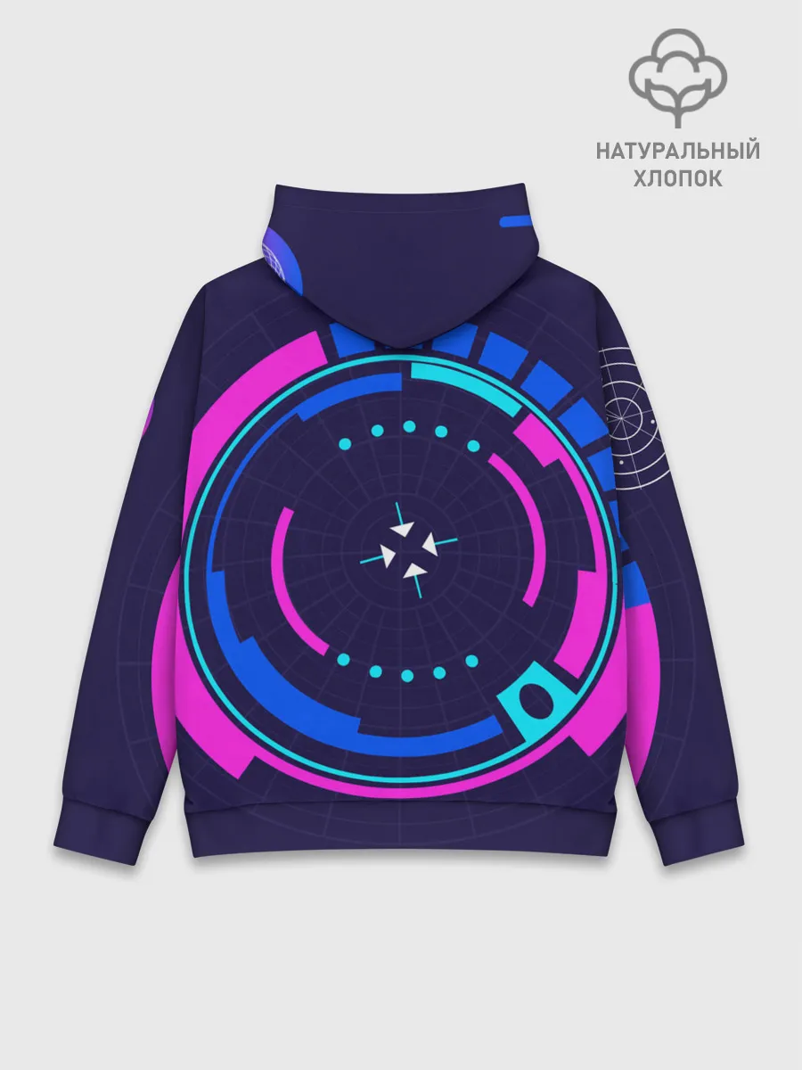 Худи мужской база хлопок / Розовый Синий Киберпанк