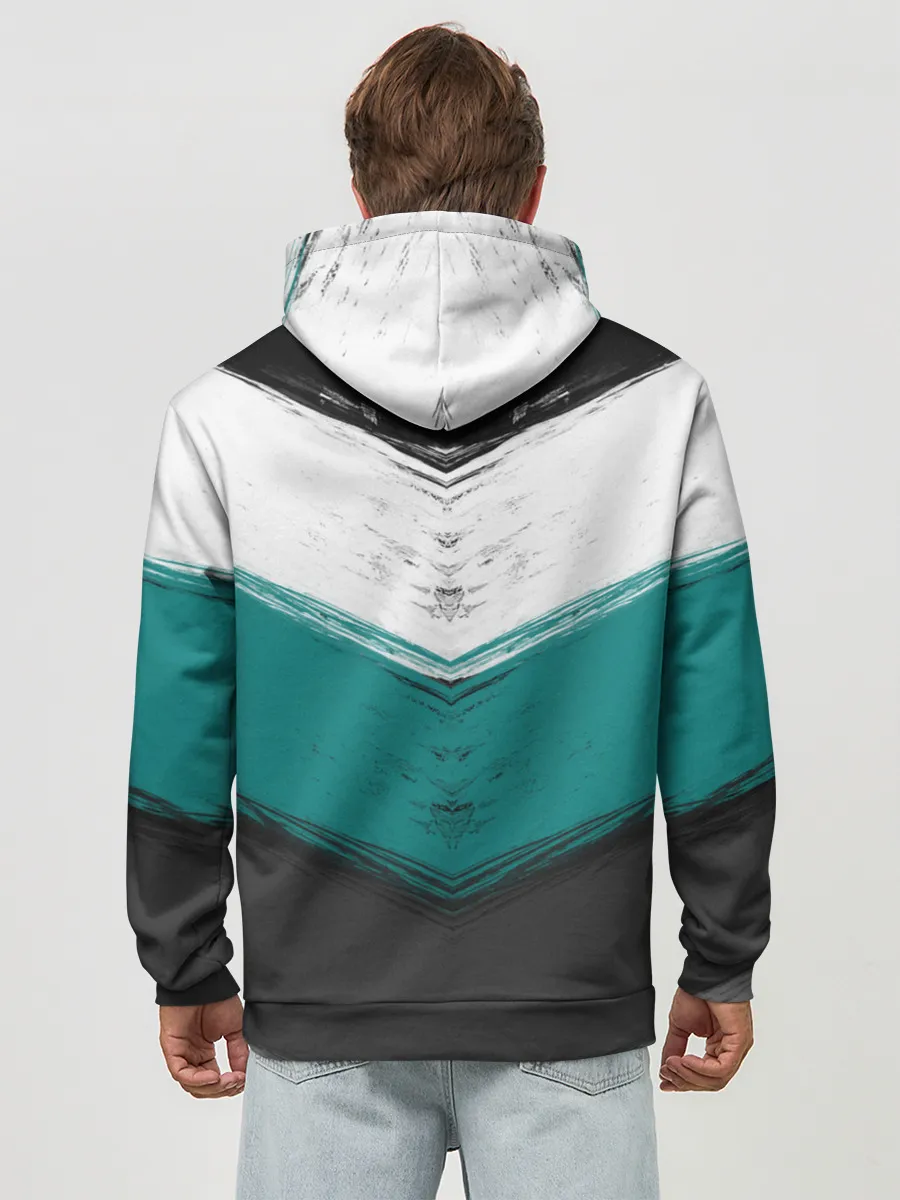 Худи мужской база хлопок / Полосатый абстрактный принт