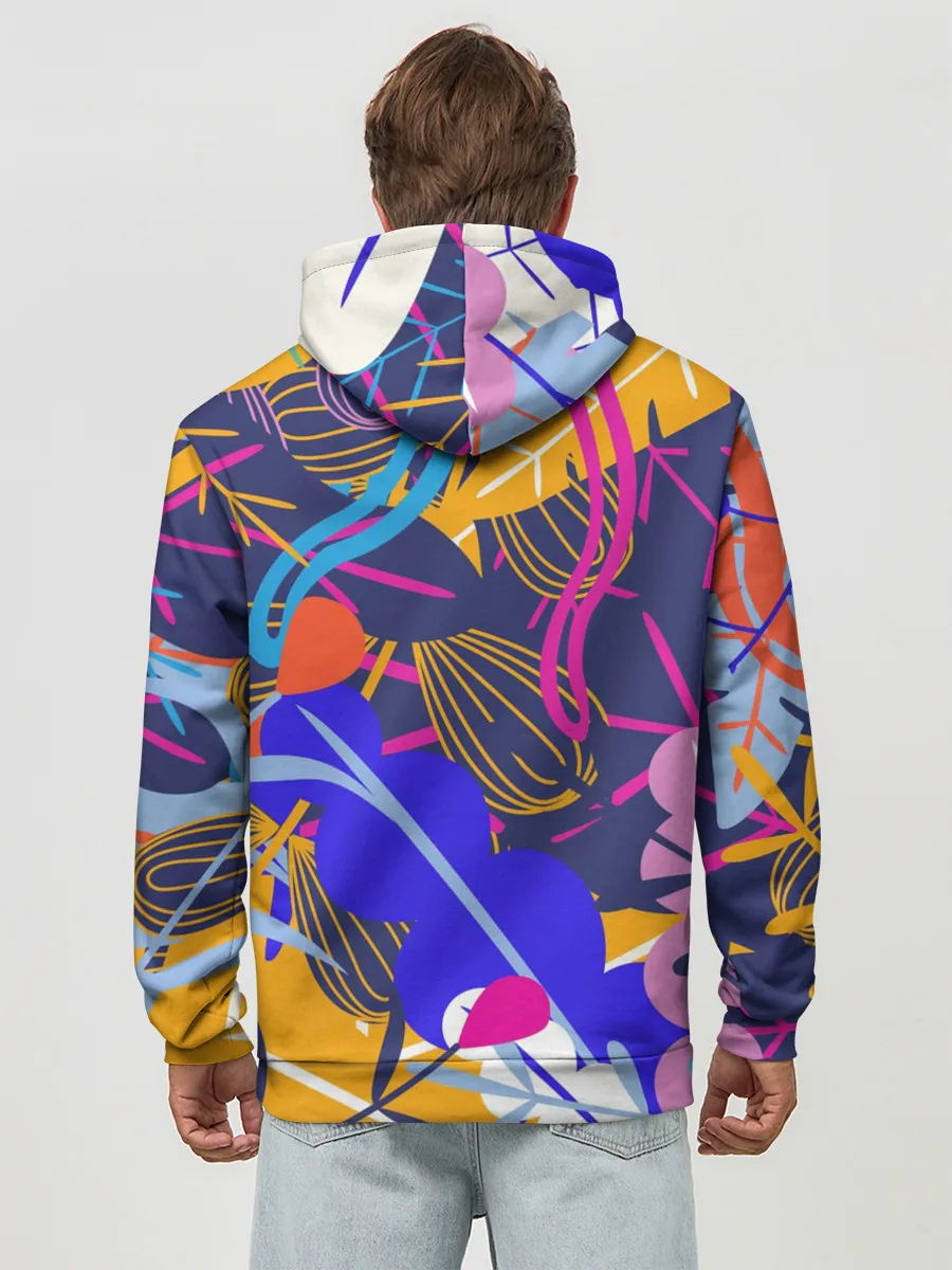 Худи мужской база хлопок / листья цветы текстура паттэрн