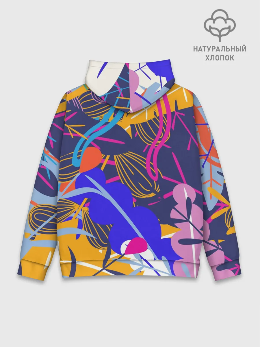 Худи мужской база хлопок / листья цветы текстура паттэрн