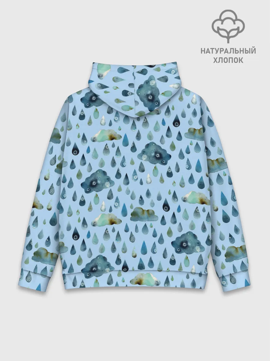 Худи мужской база хлопок / Дождливая осень.Тучки и дождь