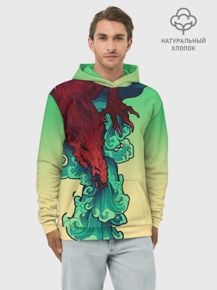 Худи мужской база хлопок / Дракон
