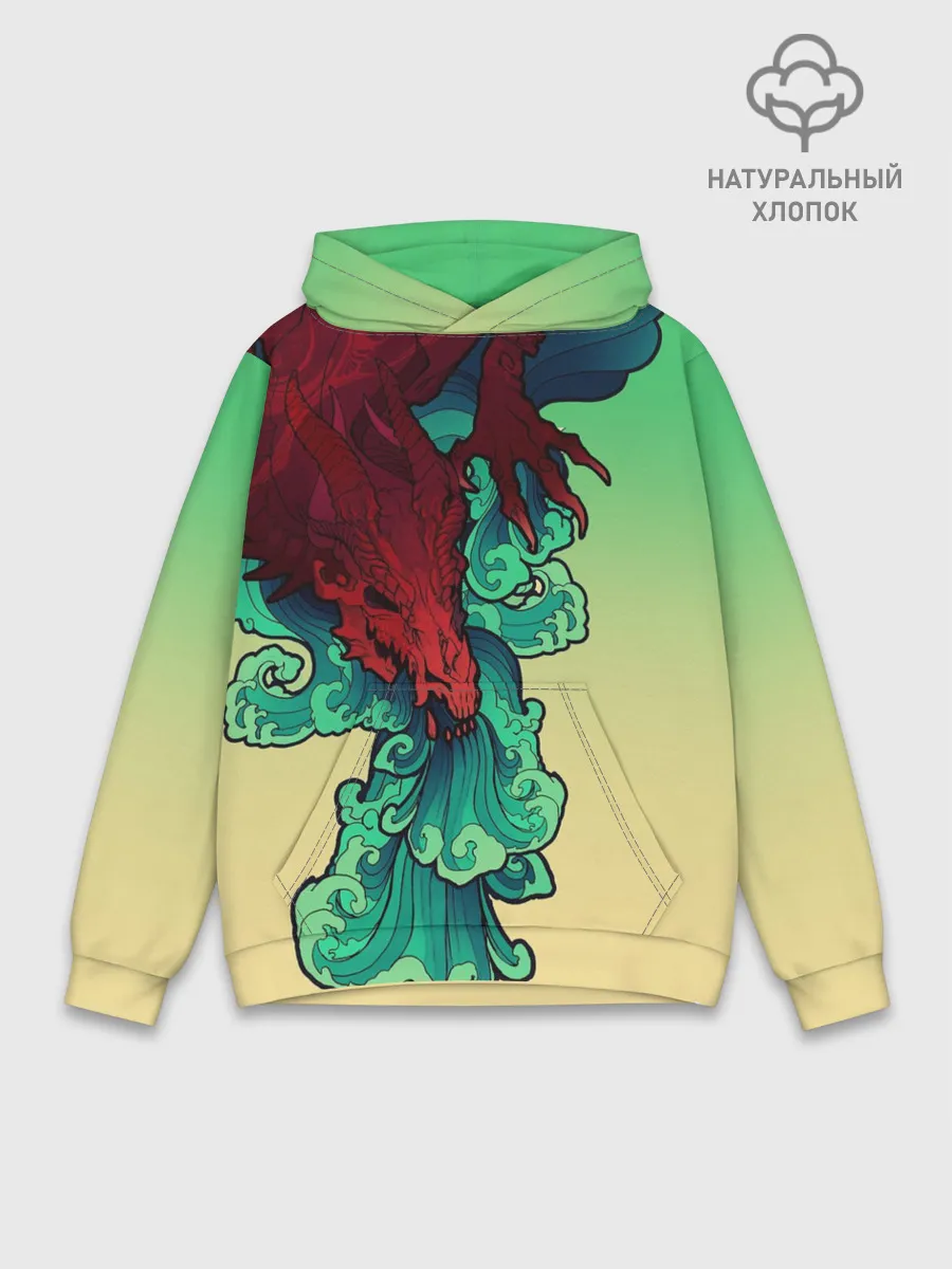 Худи мужской база хлопок / Дракон