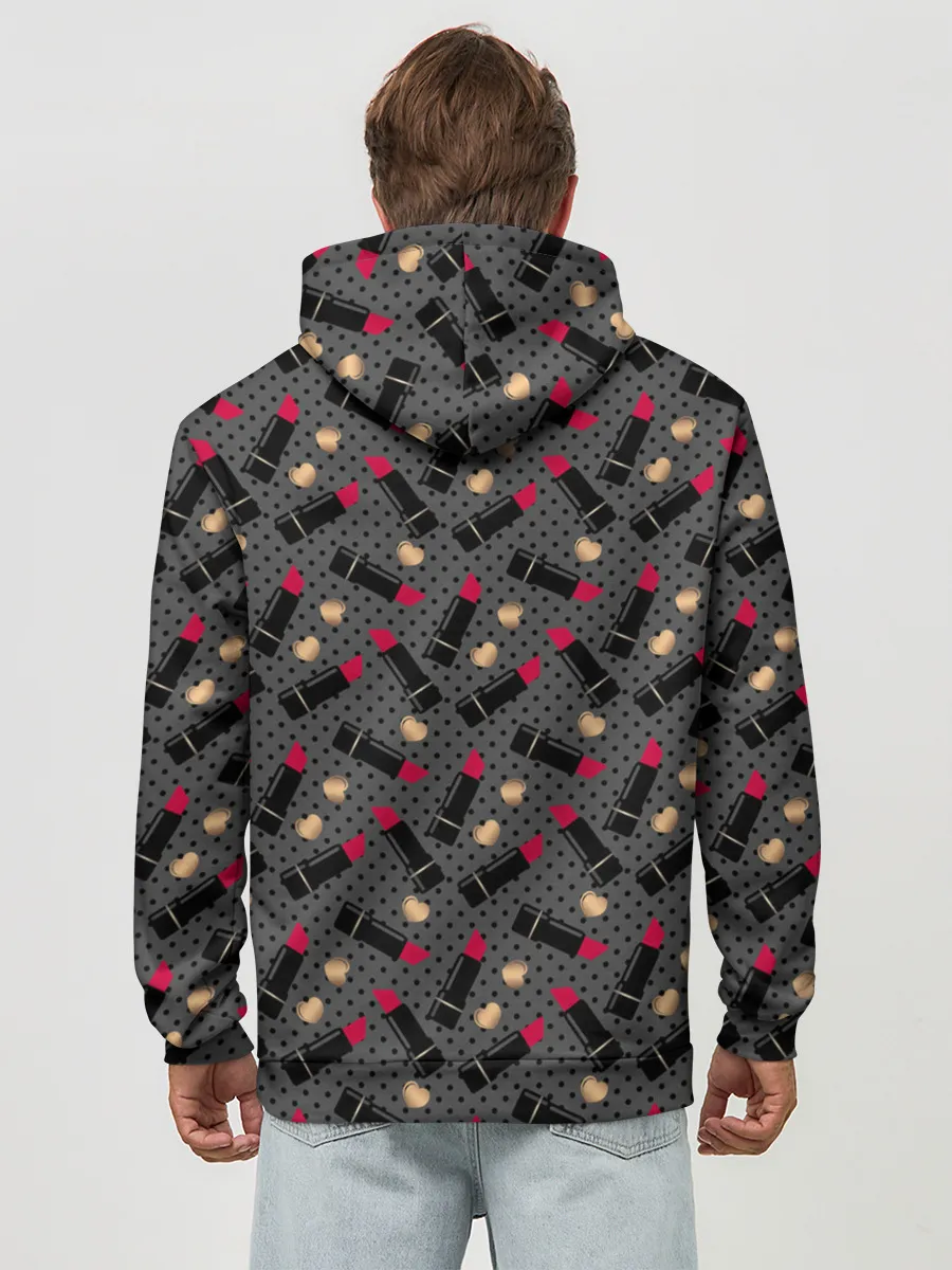 Худи мужской база хлопок / Красная Губная помада