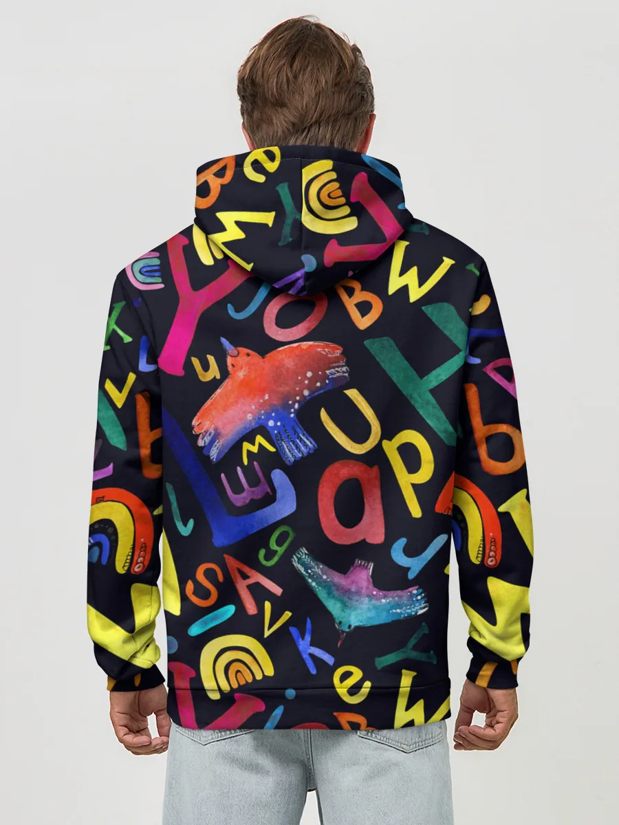 Худи мужской база хлопок / Буквы английского алфавита