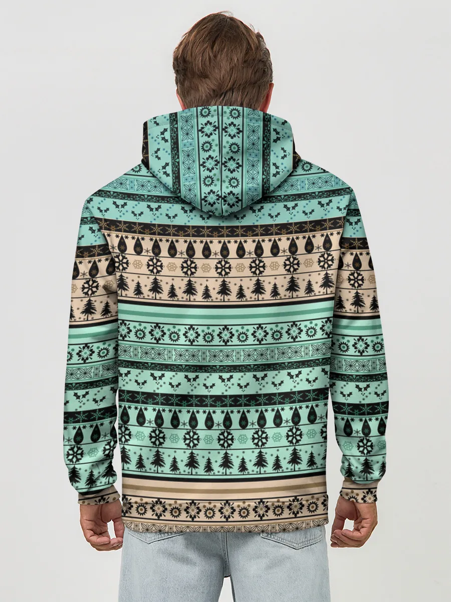 Худи мужской база хлопок / Новогодний зимний орнамент