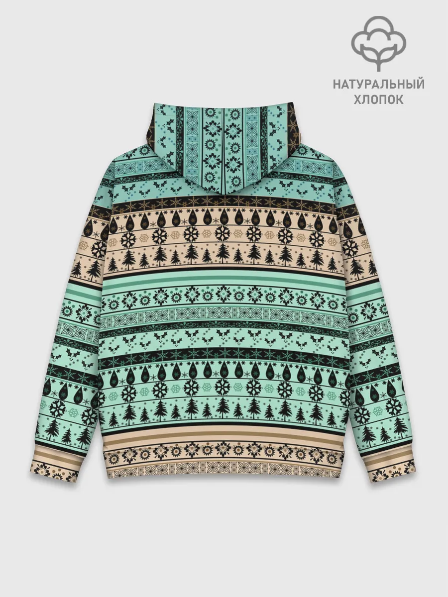 Худи мужской база хлопок / Новогодний зимний орнамент