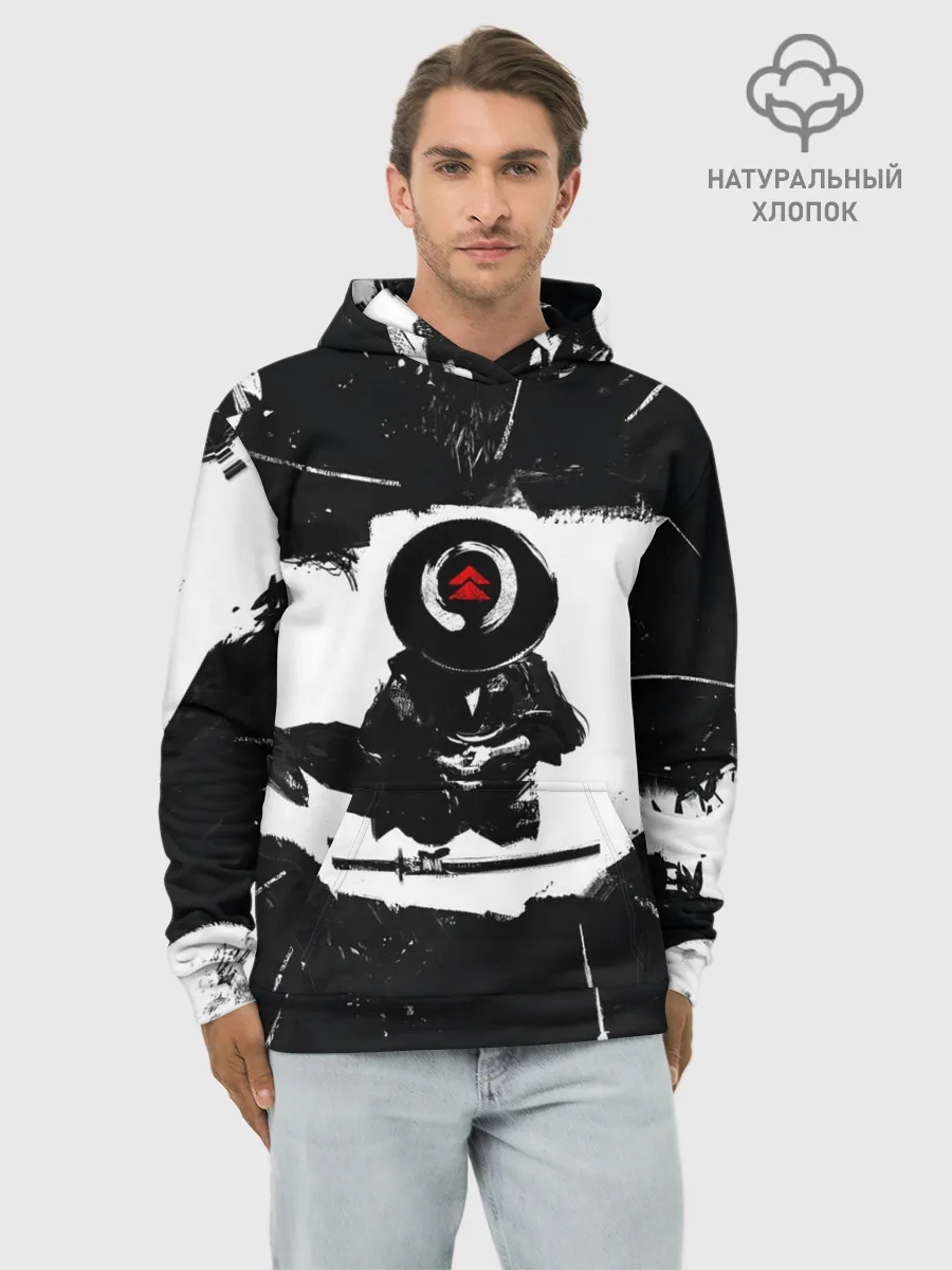 Худи мужской база хлопок / Ghost of Tsushim | Призрак Цусимы