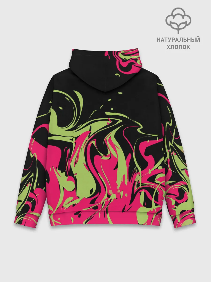 Худи мужской база хлопок / Черно малиновый абстрактный