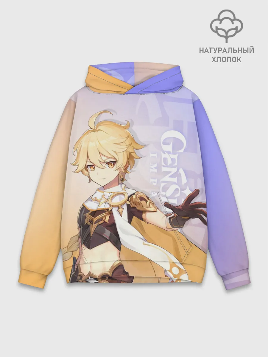 Худи мужской база хлопок / Genshin Impact, Путешественник