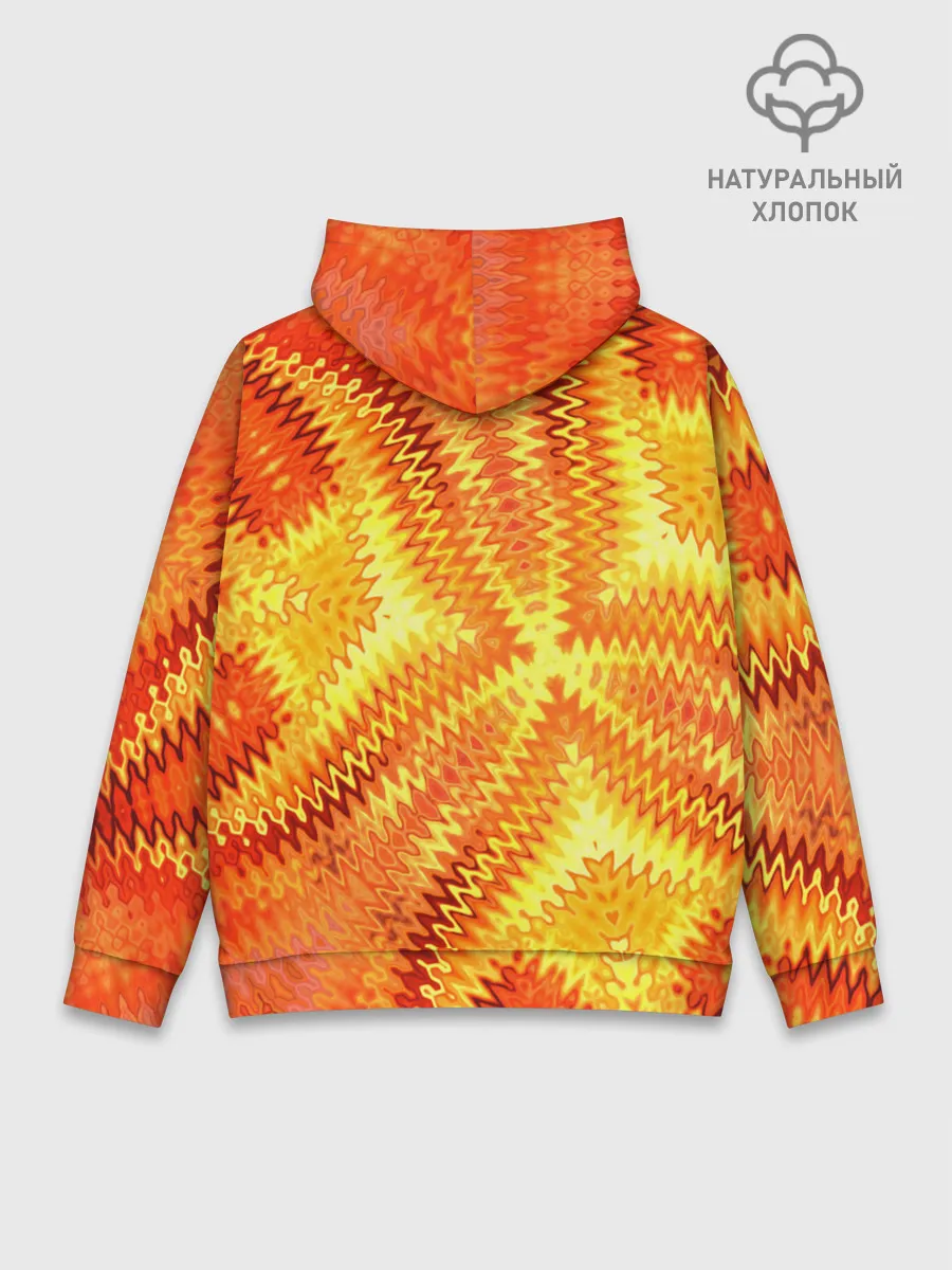 Худи мужской база хлопок / Желто-оранжевая абстракция
