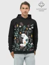 Худи мужской база хлопок / Кошечка среди цветов