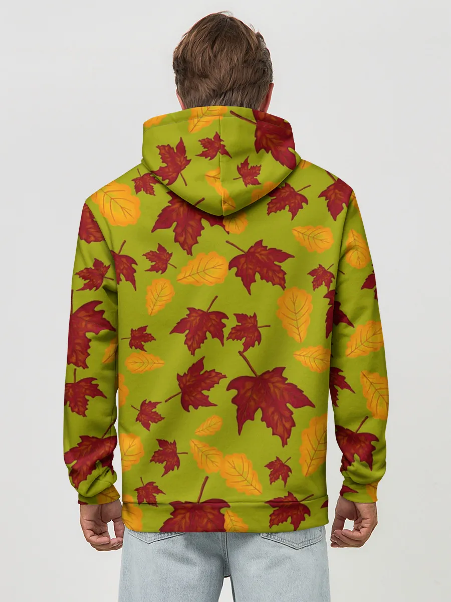 Худи мужской база хлопок / осенние листья клён и дуб