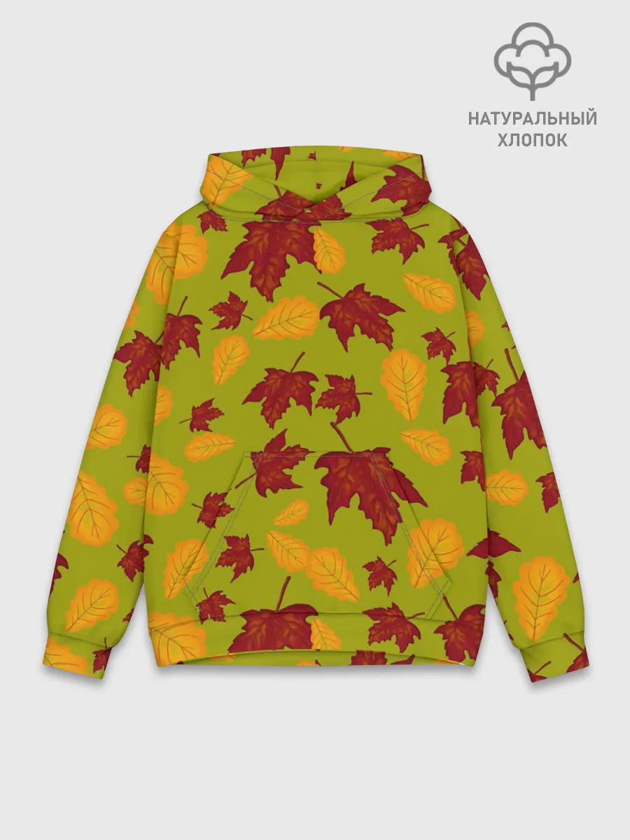 Худи мужской база хлопок / осенние листья клён и дуб