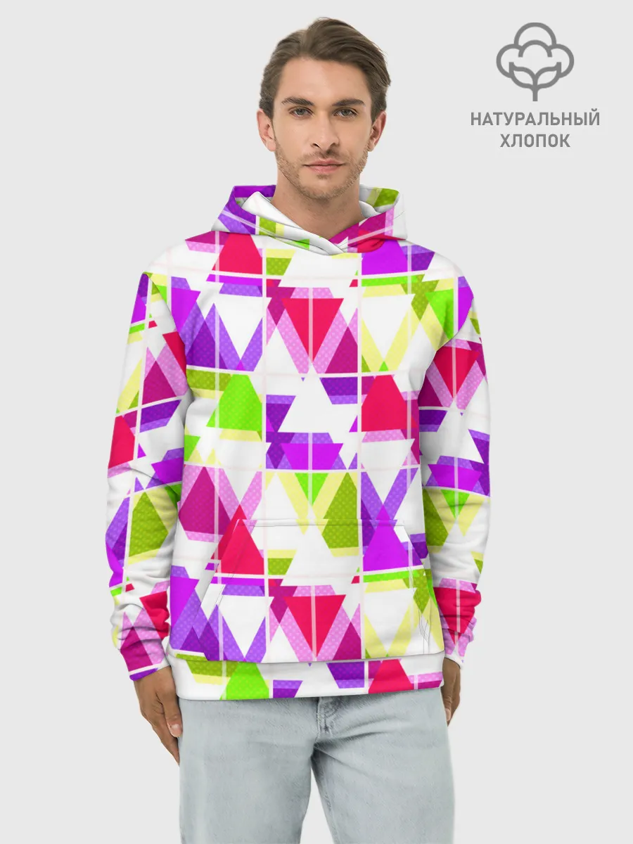 Худи мужской база хлопок / Абстрактный яркий узор