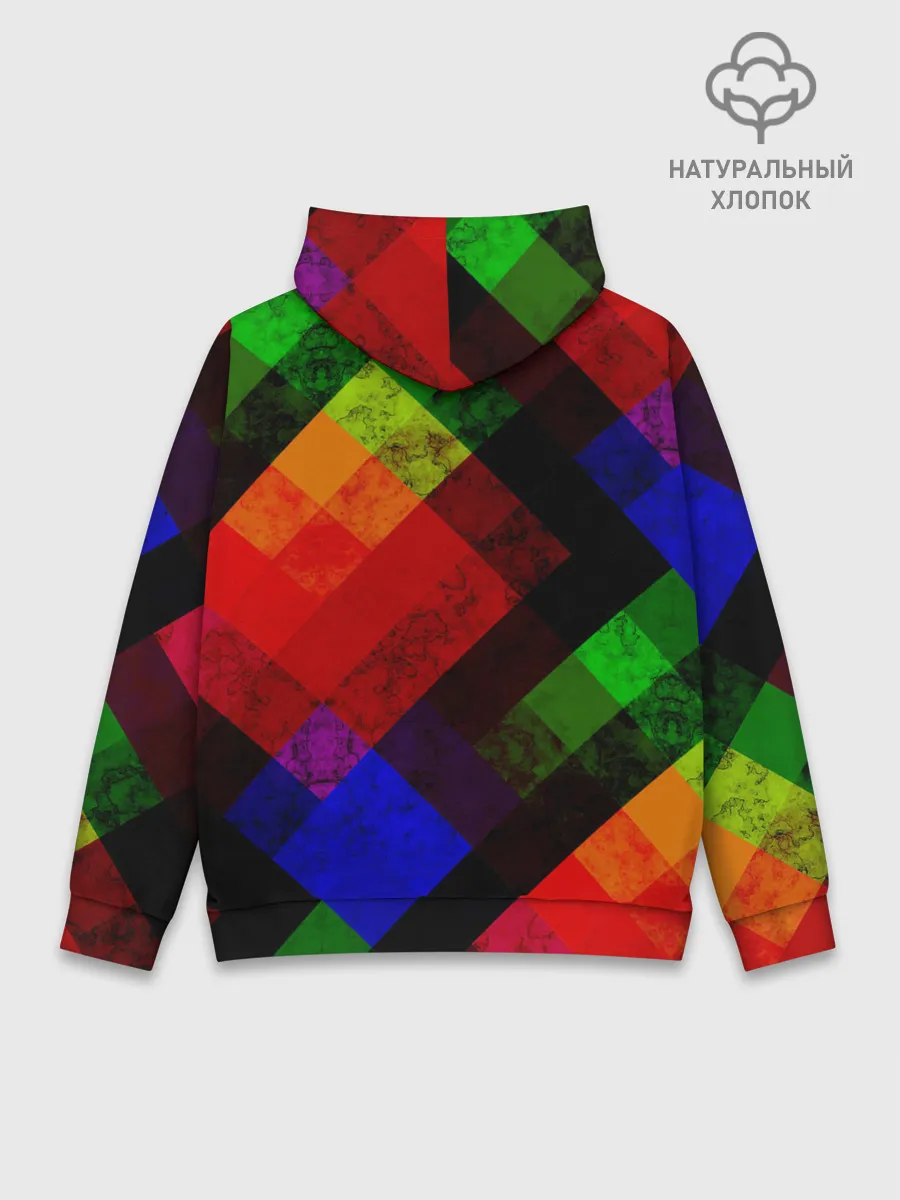 Худи мужской база хлопок / Яркий геометрический узор
