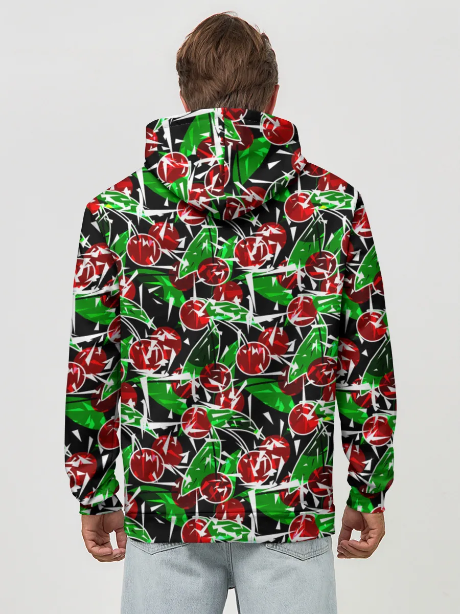 Худи мужской база хлопок / Абстрактный узор спелая вишня