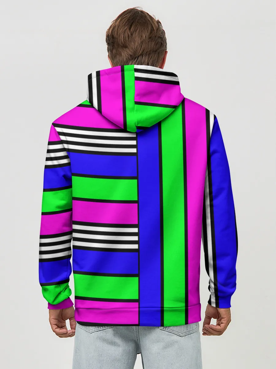 Худи мужской база хлопок / Полосатый яркий летний узор