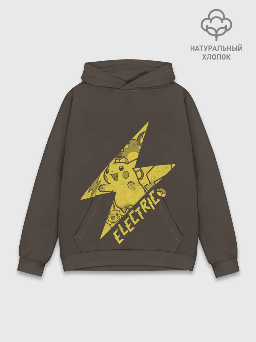 Худи мужской база хлопок / Электрические покемоны