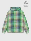 Худи мужской база хлопок / Зеленый клетчатый узор