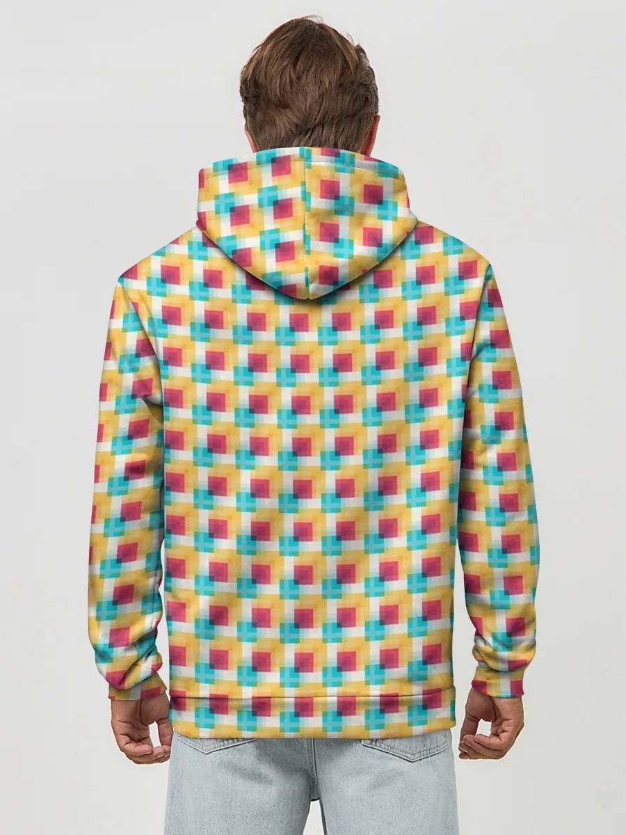 Худи мужской база хлопок / Красочные кубы