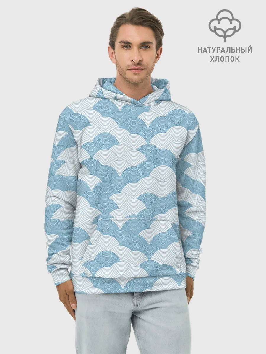 Худи мужской база хлопок / Абстрактные волны