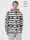 Худи мужской база хлопок / Черно-белый полосатый узор