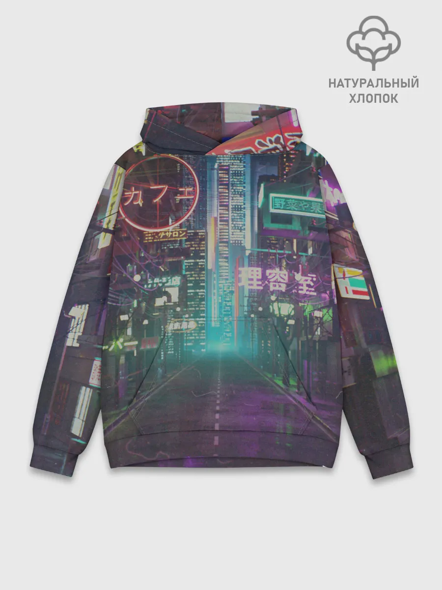 Худи мужской база хлопок / Neon Tokyo