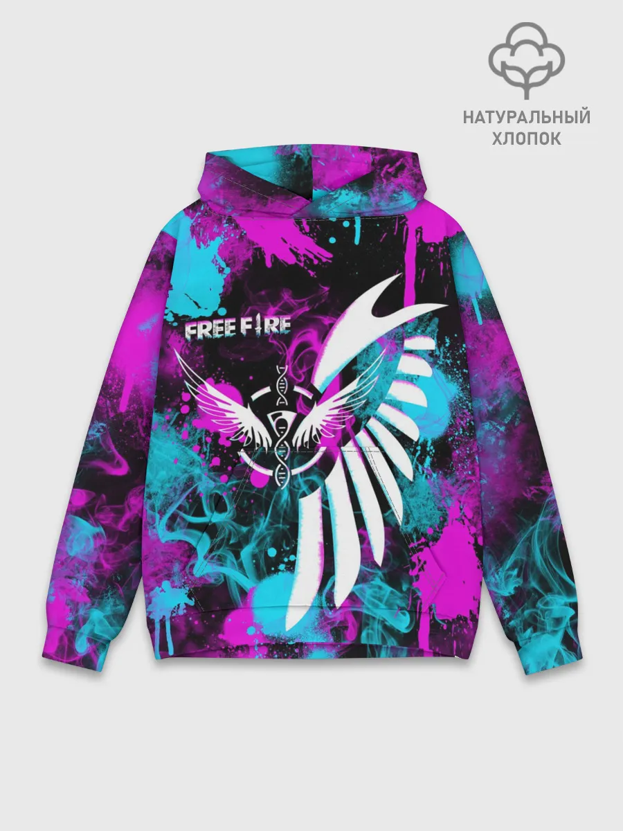 Худи мужской база хлопок / FREE FIRE NEON