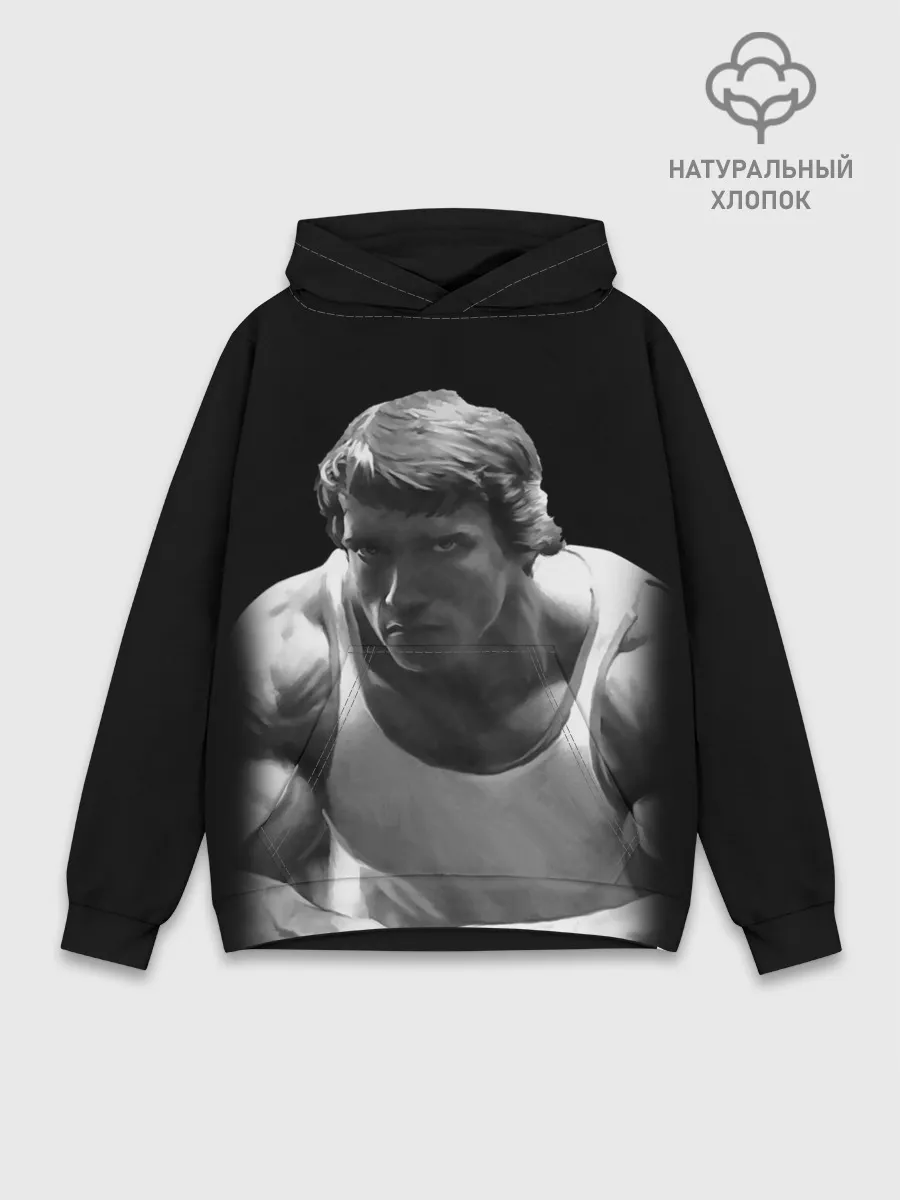 Худи мужской база хлопок / Злой Арнольд